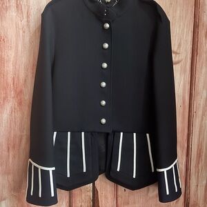 Burberry Navy blue Military Style Jacket with White Accents